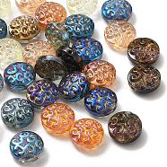 Electroplated Glass Beads, Flat Round, Mixed Color, about 13mm in diameter, 7mm thick, hole: 1mm(EGLA-H002-B-M)