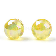 Transparent Acrylic Beads, AB Colors Plated, Round, Champagne Yellow, 6mm, Hole: 1.8mm(MACR-YW0002-90B-05)