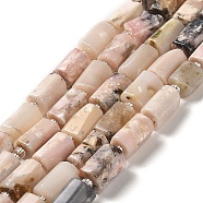 Natural Pink Opal Beads Strands, with Seed Beads, Faceted, Column, 8.5~11x5.5~6.5mm, Hole: 1mm, about 14~15pcs/strand, 7.48''(19cm)(G-N327-06-11)