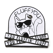 Cat with Sunglasses & Word Fluff You Enamel Pins, Alloy Brooch for Backpack Clothes, Electrophoresis Black, 29x30x1.5mm(JEWB-H013-04EB-01)