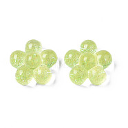 Translucent Acrylic Cabochons, with Glitter Powder, Flower, Champagne Yellow, 24x25x12.5mm(TACR-N006-04C)