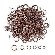 Iron Jump Rings, Open Jump Rings, Mixed Size, Red Copper, 18~21 Gauge, 4~10x0.7~1mm(IFIN-MSMC007-1R-NF)