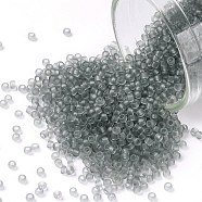 TOHO Round Seed Beads, Japanese Seed Beads, (9F) Transparent Frost Light Gray, 15/0, 1.5mm, Hole: 0.7mm, about 15000pcs/50g(SEED-XTR15-0009F)