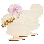 2 Sizes Pigtaill Girl Wooden Head Child Silhouette Stands, Hair Bow Display Craft, Blanched Almond, Finish Product: 6x12x17.5cm and 9x18x24.5cm(ODIS-WH0030-15A)