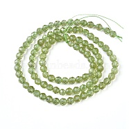 Natural Peridot Beads Strands, Faceted, Round, 3.5~4mm, Hole: 0.9mm, about 100~101pcs/strand, 15.1 inch~15.3 inch(38.5~39cm)(G-F619-45C)