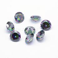 Cubic Zirconia Pointed Back Cabochons, Grade A, Faceted, Diamond, Colorful, 5x3mm(ZIRC-M002-5mm-010)