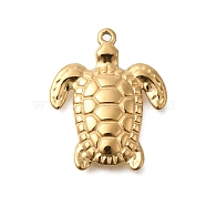 PVD Vacuum Plating 201 Stainless Steel Pendants, Tortoise Charm, Real 18K Gold Plated, 21x16x3mm, Hole: 1mm(STAS-C111-27G)