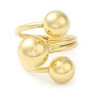 Rack Plating Brass Triple Round Ball Open Cuff Rings, Cadmium Free & Lead Free, Real 18K Gold Plated, US Size 9 3/4(19.5mm)(RJEW-D015-03G)