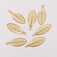 201 Stainless Steel Pendants, Leaf, Golden, 23x9x0.3mm, Hole: 1mm(STAS-F162-11G)