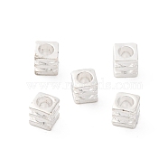 Brass Beads, Long-Lasting Plated, Cube, Silver, 3x3x3mm, Hole: 1.5mm(KK-C071-05A-S)