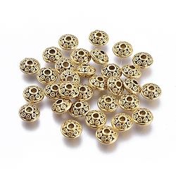 Tibetan Style Alloy Spacer Beads, Bicone, Antique Golden, Lead Free & Cadmium Free & Nickel Free, 6.5x3.5mm, Hole: 2mm(X1-GLF0725Y-NF)