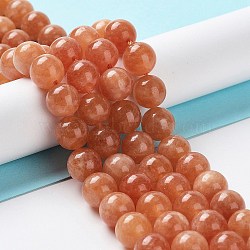 Dyed Natural Malaysia Jade Beads Strands, Round, Coral, 10mm, Hole: 1.2mm, about 19pcs/strand, 7.09 inch(18cm)(G-G021-02C-12)