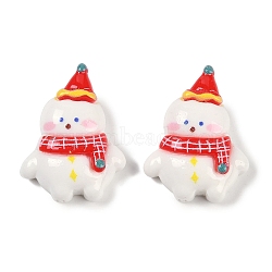 Christmas Opaque Resin Decoden Cabochons, Snowman, 24x18.5x7.5mm(CRES-M036-12D)