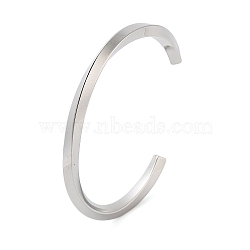 Non-Tarnish 304 Stainless Steel Twisted Open Cuff Bangles for Women, Stainless Steel Color, 1/4 inch(0.5cm), Inner Diameter: 2-1/4 inch(5.85cm)(BJEW-B097-01P)