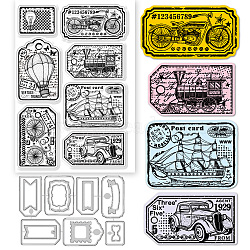 1 Sheet Custom PVC Plastic Clear Stamps, with 1Pc Carbon Steel Cutting Dies Stencils, for DIY Scrapbooking, Photo Album Decorative, Cards Making, Vehicle, Stamps: 160x110x3mm, Stencils: 159x108x0.8mm(DIY-GL0004-73)