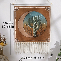 Bohemian Polyester Wall Hanging Tapestry, for Bedroom Living Room Decoration, Rectangle, Cactus, 500x420mm(PW-WG66841-04)