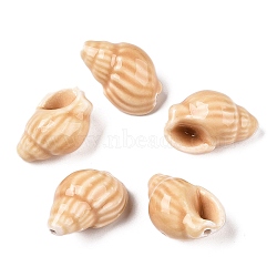 Handmade Printed Porcelain Beads Strand, Conch Shape, Navajo White, 20~21x13~14x11.5~12mm, Hole: 1.4mm, about 18pcs/strand, 14.17''(36cm)(PORC-T133-01F)