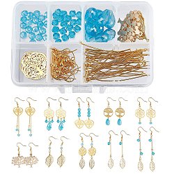 SUNNYCLUE 143 Pieces DIY Tree of Life Themed Earrings Making Kits, Including Iron & Alloy Pendants, Electroplate Glass Beads, Brass Pendants & Cable Chains & Earring Hooks, Golden, 23.5x20x0.5mm, Hole: 3mm(DIY-SC0015-93)