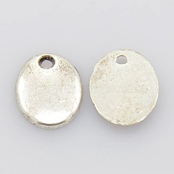 Tibetan Style Alloy Beads, Oval, Platinum, Lead Free and Cadmium Free, 10x8x1.5mm, Hole: 1mm(X-TIBEP-10X8-AS-LF)