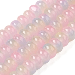 Baking Paint Glass Beads Strands, Rondelle, Pink, 8x4.5mm, Hole: 1.2mm, about 162pcs/strand, 29.92 inch(76cm)(DGLA-C003-01G)