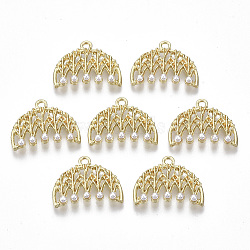 Alloy Pendants, with ABS Plastic Imitation Pearl, Comb, White, Light Gold, 15x19.5x4mm, Hole: 1.6mm(PALLOY-R116-04)