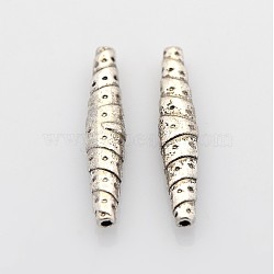 Tibetan Style Alloy Beads, Lead Free and Cadmium Free, Tube, Antique Silver, 25x5mm, Hole: 1mm(LF0480Y-NF)