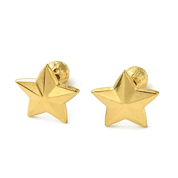 Ion Plating(IP) 304 Stainless Steel Ear Studs, Star, Golden, 12.5x13mm