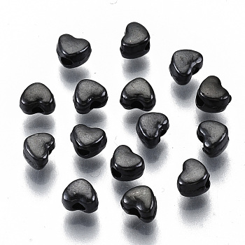 Alloy Beads, Cadmium Free & Lead Free, Heart, Gunmetal, 3x4x3mm, Hole: 1.2mm, about 7000pcs/1000g