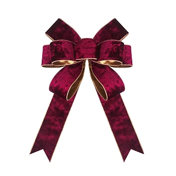 Christmas Velvet Big Bowknot Decorations, with Twist Tie, for Christmas Party Decorations, FireBrick, 430x300x30.5mm