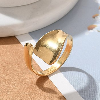 304 Stainless Steel Open Cuff Rings for Unisex, Real 18K Gold Plated, 15.5mm, Inner Diameter: 17.6mm