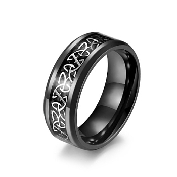 Titanium Steel Triquetra/Trinity Knot Finger Rings for Men Women, Black, Inner Diameter: 18.2mm