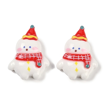 Christmas Opaque Resin Decoden Cabochons, Snowman, 24x18.5x7.5mm