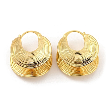 Rack Plating Brass Hoop Earrings, Long-Lasting Plated, Cadmium Free & Lead Free, Real 18K Gold Plated, 29.5x25.5x13mm
