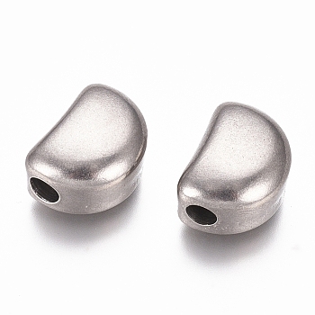 304 Stainless Steel Beads, Moon, Stainless Steel Color, 8x11x6mm, Hole: 2.5mm