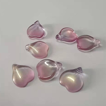 Two Tone Handmade Lampwork Pendants, Sakura Petaline, Pink, 15x12.5x4mm, Hole: 1mm