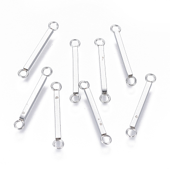 304 Stainless Steel Links connectors, Rectangle, Stainless Steel Color, 21x1.5x1.5mm, Hole: 1.8mm