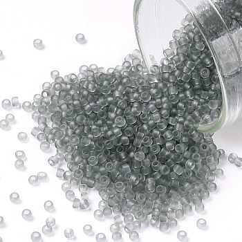 TOHO Round Seed Beads, Japanese Seed Beads, (9F) Transparent Frost Light Gray, 15/0, 1.5mm, Hole: 0.7mm, about 15000pcs/50g