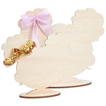 2 Sizes Pigtaill Girl Wooden Head Child Silhouette Stands, Hair Bow Display Craft, Blanched Almond, Finish Product: 6x12x17.5cm and 9x18x24.5cm