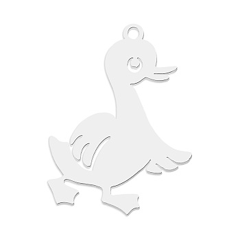 201 Stainless Steel Pendants, Laser Cut, Duck, Stainless Steel Color, 27x19.5x1mm, Hole: 1.6mm