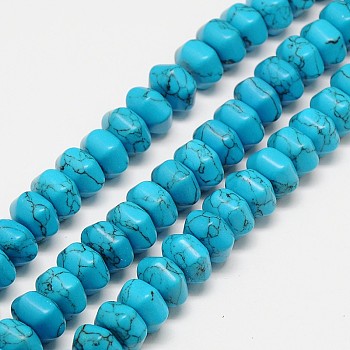 Hexagon Synthetic Taiwan Turquoise Beads Strands, Dark Turquoise, 12x12x8mm, Hole: 1mm, about 50pcs/strand, 15.3 inch