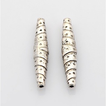 Tibetan Style Alloy Beads, Lead Free and Cadmium Free, Tube, Antique Silver, 25x5mm, Hole: 1mm