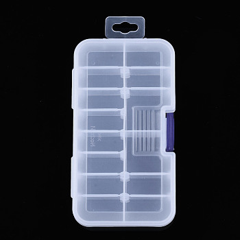 Rectangle Polypropylene(PP) Bead Storage Container, with Hinged Lid, for Jewelry Small Accessories, Clear, 13.3x7.3x2.9cm