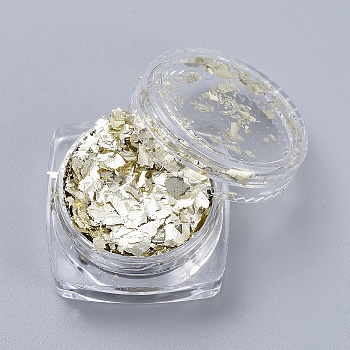 Foil Flakes, DIY Gilding Flakes, for Epoxy Jewelry Accessories Filler, Light Goldenrod Yellow, Box: 2.9x1.6cm