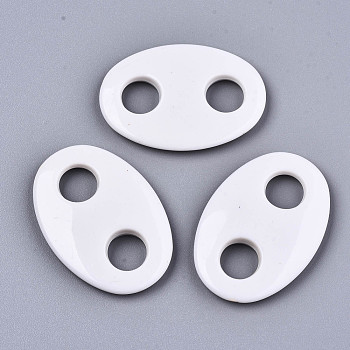 Opaque Acrylic Links Connectors, Oval, WhiteSmoke, 40.5x28x5.5mm, Hole: 9mm, about 170pcs/500g