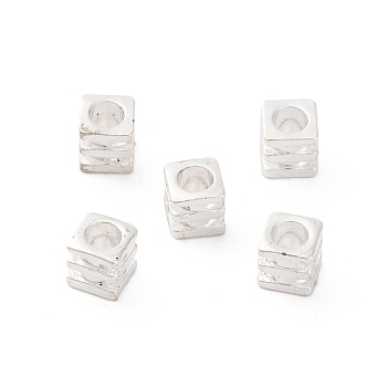 Brass Beads, Long-Lasting Plated, Cube, Silver, 3x3x3mm, Hole: 1.5mm