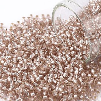 TOHO Round Seed Beads, Japanese Seed Beads, (31F) Silver Lined Frosted Rosaline, 11/0, 2.2mm, Hole: 0.8mm, about 1110pcs/10g