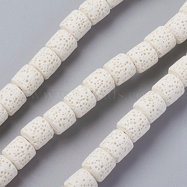 8mm White Column Lava Beads