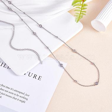 Simple Long Chain Necklace with Beads Stainless Steel Sweater Necklace Adjustable Chain Necklace Trendy Statement Necklace Neck Jewelry for Women(JN1103A)-4