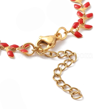 Enamel Ear of Wheat Link Chains Bracelet(BJEW-P271-02G-05)-4
