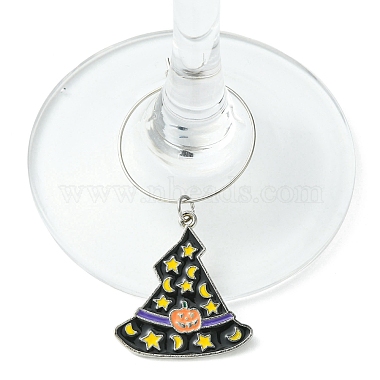 Halloween Theme Alloy Enamel Pendants Wine Glass Charms Sets(AJEW-JO00183)-4